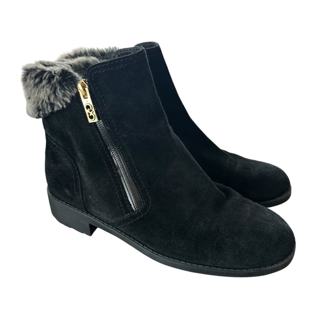 Cole Haan Womens size 8.5 Black Suede Quinney Waterproof Boots‎ Zip Up Winter